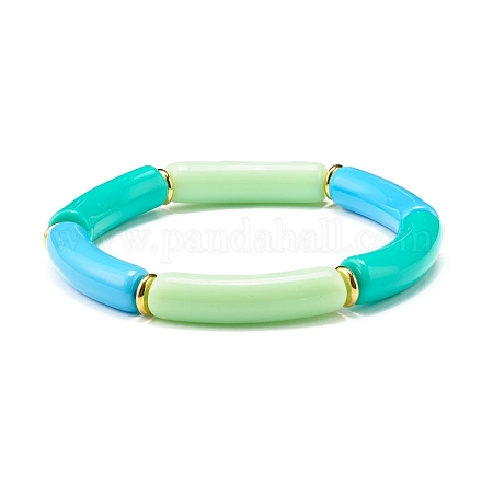 Bracciale elasticizzato con perline acriliche opache a tubo curvo per ragazze adolescenti BJEW-JB06940-02-1