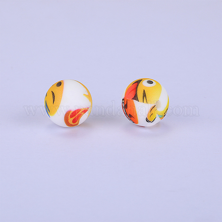 Круглые силиконовые бусины с принтом SI-JX0056A-98-1