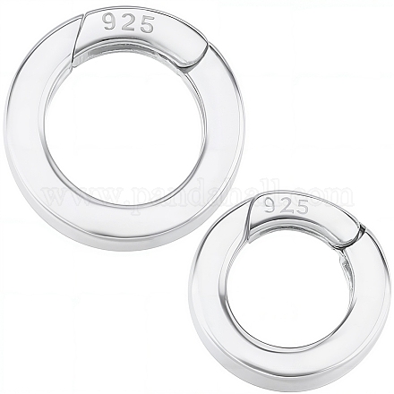 2 шт. 2 стиля 925 кольца с пружинным затвором из стерлингового серебра STER-SC0001-35B-1