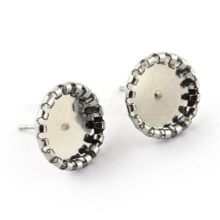 304 Stainless Steel Cabochons Stud Earring Settings STAS-Q194-10-1