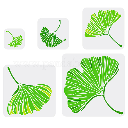 FINGERINSPIRE 5pcs Ginkgo Biloba Painting Stencil 10/15/20/25/30cm Reusable Leaf Pattern Drawing Template Plastic Square Hollow Out Stencil DIY Craft for Wall Wood Furniture DIY-WH0394-0085-1