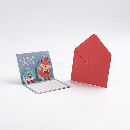 Tarjetas de felicitación navideñas emergentes y juego de sobres DIY-G028-D04-1