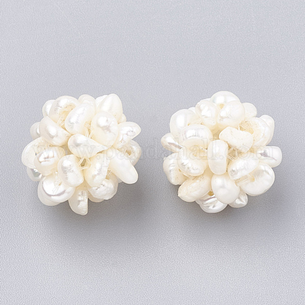 Handgefertigte Perlen mit Naturperlen WOVE-S116-01A-1