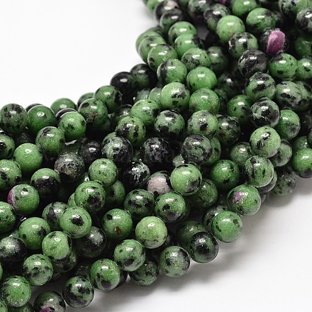 Rubis naturel en zoisite brins de perles rondes G-P075-44-10mm-1