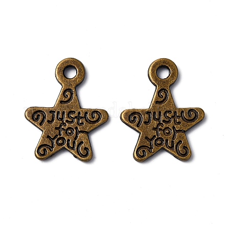Gift Ideas for Men On Valentines Day Tibetan Style Alloy Star Carved Word Just for You Message Charms X-MLF1272Y-NF-1