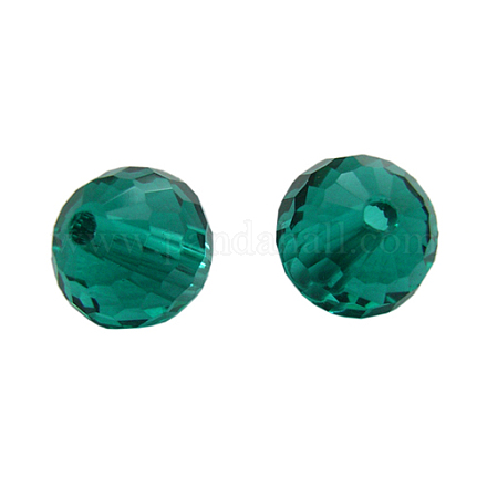 Peacock Green Faceted Round Glass Beads X-GS016-64-1