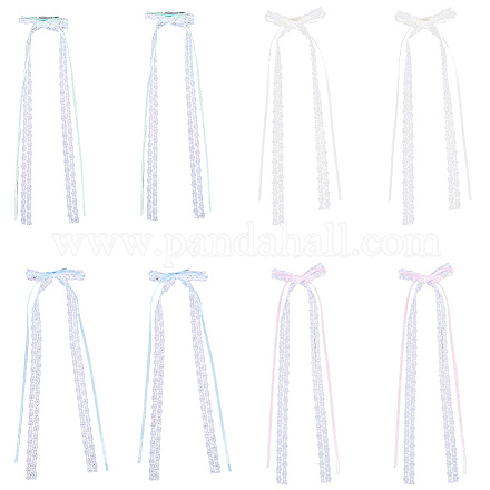 8 шт. 4-х цветные кружевные банты из полиэстера с заколками для волос из кожи аллигатора PHAR-CY0001-01-1