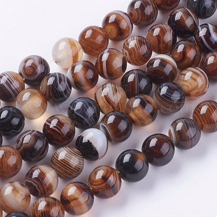 Chapelets de perles rondes en agate à rayures naturelles/en agate à bandes X-G-G582-8mm-04-1