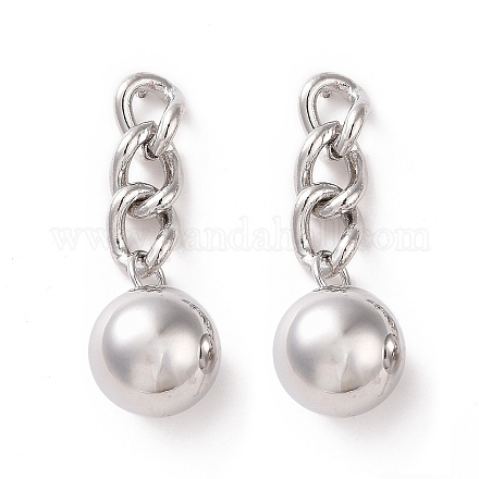 Brass Round Dangle Stud Earrings for Women EJEW-C008-30P-1