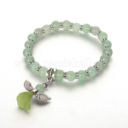 Bracelets breloques acryliques tendance en perles de verre aventurine vert naturel BJEW-JB01792-04-1