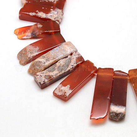 Natural Red Rough Agate Rectangle Beads Strands G-L168-27A-1