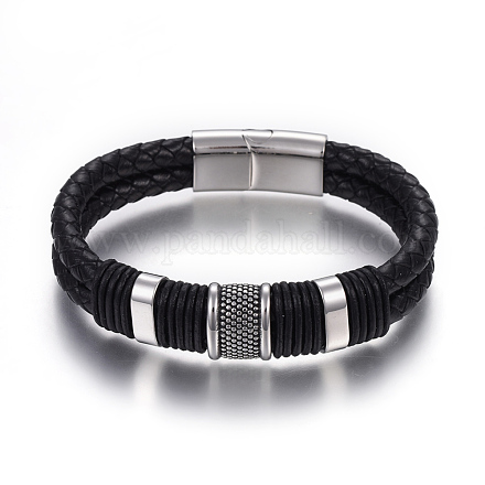 Leather Braided Cord Bracelets BJEW-E352-36P-1