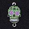 Alloy Enamel Links Connectors, Platinum, Skull, Spring Green, 26x13.5x3.3mm, Hole: 1.8mm