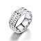 201 Stainless Steel Rhinestone Finger Ring, Stainless Steel Color, 8mm, US Size 9(18.9mm)