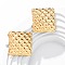 304 Stainless Steel Stud Earrings for Women, Rhombus, Golden, 44x44mm