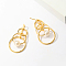 Fashionable Classic 201 Stainless Steel Ring Stud Earrings, with Plastic Imitation Pearl, Real 18K Gold Plated, 40x23mm