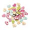 2-Hole Printed Wooden Buttons, Heart, Mixed Color, 23x25.5x2.5mm, Hole: 1.5mm