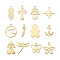 48Pcs 12 Style 304 Stainless Steel Pendants, Laser Cut, Mixed Shapes, Golden, 4pcs/style