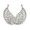 Brass Micro Pave Cubic Zirconia Pendants, Wing with Butterfly, Long-Lasting Plated, Cadmium Free & Lead Free, Rack Plating, Platinum, 38x40x4.5mm, Hole: 1.2mm