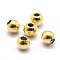 925 Sterling Silver Beads, with Rubber inside, Round, Golden, 3mm, Hole: 0.6mm