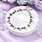 Bohemian Round Glass Seed Beaded Anklets for Women, with Antique Silver Tone Alloy Heart Tassel, Colorful, 9-3/8 inch(23.7cm)