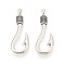 Tibetan Style Alloy Pendants, Hook Charms, Antique Silver, 35.5x13.5x7mm, Hole: 4.5mm, about 344pcs/1000g