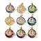 Brass Cubic Zirconia with Glass Pendents, Long-Lasting Plated, Moon with Virgin Mary
, Mixed Color, 23~23.5x22x10mm, Hole: 5.2x3mm