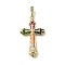 Brass Micro Pave Cubic Zirconia Pendants, Cross Charms, Rack Plating, Long-Lasting Plated, Lead Free & Cadmium Free, Real 18K Gold Plated, 36x21x4.5mm, Hole: 6.5x3mm