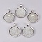 Alloy Pendant Cabochon Settings, Plain Edge Bezel Cups, Lead Free & Cadmium Free & Nickel Free, Flat Round, Antique Silver, 43x34x4mm, Hole: 7x4mm, Tray: 30mm