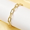 Brass Link Chain Bracelets for Women, Rectangle, with Cubic Zirconia, Long-Lasting Plated, Rack Plating, Lead Free & Cadmium Free, Real 18K Gold Plated, 7-7/8 inch(20cm)