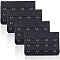 Polyester 3 Rows x 4 Hooks Underwear Bra Extenders, with 201 Stainless Steel Rings & Hooks, Rectangle, Black, 75x50x3mm