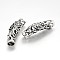 Tibetan Style Alloy Hollow Curved Tube Beads, Curved Tube Noodle Beads, Antique Silver, 46x10x15mm, Hole: 8mm