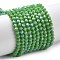 Opaque Solid Color Electroplate Glass Beads Strands, AB Color Plated, Faceted, Bicone, Lime Green, 4.5x3.5mm, Hole: 0.7mm, about 83~85pcs/strand, 12.09~12.40''(30.7~31.5cm)