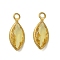 Brass Charms, Horse Eye, with K9 Glass, Faceted, Gold, 11.5x4.5x2.3mm, Hole: 1.2mm