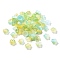 Acrylic Bead Caps, 5-Petal Flower, with Golden Foill, Lawn Green, 11x11x4mm, Hole: 1.6mm