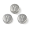 Anti-Tarnish 304 Stainless Steel Beads, Flat Round with Letter, Stainless Steel Color, Letter Y, 7x3.8mm, Hole: 1.8mm