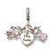 Rack Plating Alloy Rhinestone European Dangle Charms, Heart & Girls Large Hole Charms with Pink Enamel, Antique Silver & Platinum, 28mm, Hole: 5mm