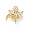 925 Sterling Silver Pave Clear Cubic Zirconia Flower Pendant Bails, for Half Drilled Beads, with 925 Stamp, Golden, 13.5x12.5x11mm, Hole: 3x2mm, Pin: 6x1mm