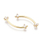 Brass Micro Pave Cubic Zirconia Links Connectors, Nickel Free, Curved Bar, Clear, Real 18K Gold Plated, 21x5.5x2.5mm, Hole: 0.6mm