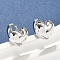 Brass Hoop Earrings, Heart, Real Platinum Plated, 11.5x14x13mm