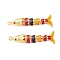 Brass Micro Pave Cubic Zirconia Enamel Pendants, Fish, Real 18K Gold Plated, Colorful, 38x11.5x6.5mm, Hole: 1.6mm