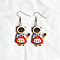 Easter Acrylic Dangle Earrings, Cat Shape, Platinum, Orange Red, 60x25mm