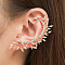 Alloy Leaf Cuff Earrings for Girl Women Gift, with Rhinestone, Golden, 60x30mm