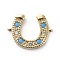 Brass Micro Pave Cubic Zirconia Links connectors, Horseshoe, Clear & Sky Blue, Golden, 13x18x2.5mm, Hole: 0.9mm