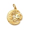 304 Stainless Steel Pendants, with Rhinestone and Jump Ring, Ion Plating(IP), Moon and Sun Charm, Real 14K Gold Plated, Crystal, 22x19.5x2mm, Hole: 5x2.5mm