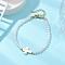 Natural White Jade Beads Link Bracelets for Women Men, Cross, with 304 Stainless Steel Open Lobster Claw Clasps & Synthetic Turquoise Beads, 7-3/4 inch(19.8cm)