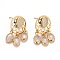 Rack Plating Brass Woven Net Dangle Stud Earrings with Oval Glass for Women, Cadmium Free & Lead Free & Nickle Free, Real 18K Gold Plated, 21x12mm, Pin: 0.7mm