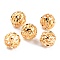 Long-Lasting Plated Hollowed Brass Beads, Filigree Beads, Round, Real 24K Gold Plated, 6.5x6mm, Hole: 3mm