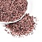 Spray Painted Picasso Cylinder Glass Seed Beads, Dark Salmon, 1x1.7mm, Hole: 0.9~1mm