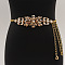 Flower Alloy Crystal Rhinestone Waist Belly Chains for Women, Golden, 1050mm